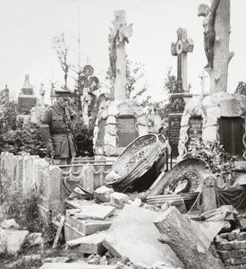 French Graves Smashed by German Shell Fire - A German Sniper Was Discovered Hidden by a Coffin by English Photographer
